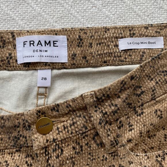 FRAME Le Crop Mini Boot Snake Print Jeans in Vanilla Multi Size 28 - Picture 9 of 14